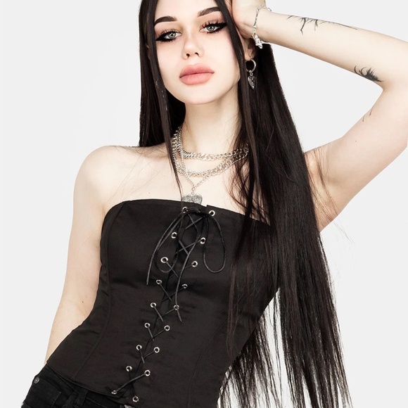 Disturbia Tops - Morticia Lace up Corset